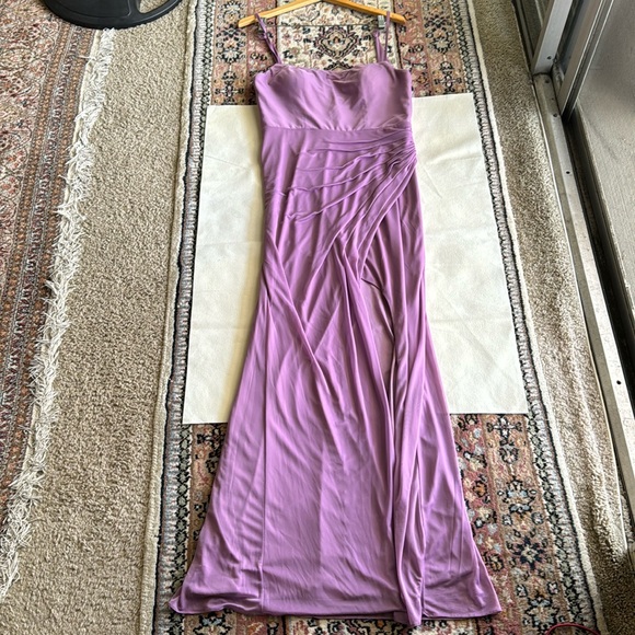 Azazie DEANDRA Fitted Pleated Mesh Long Dress Wisteria NWT - Picture 6 of 14